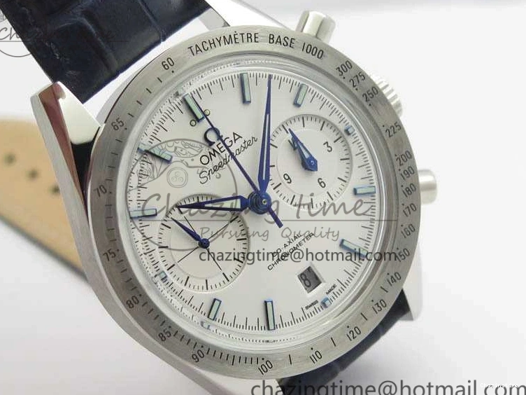 0126 AllSeason Speedmaster ’57 Co-Axial OMF 1:1 Best Edition White Dial Blue Markers A9300 (Free Leather Strap) 8132